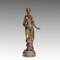 Female Art Figure Bronze Garden Sculpture Flower Lady Brass Statue TPE-549/550
